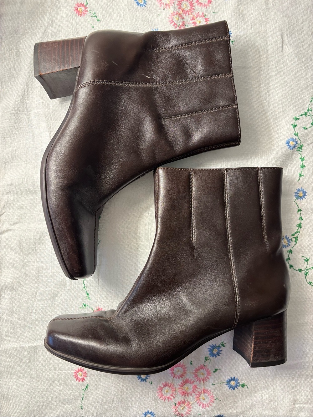 Nine West Brown Leather Ankle Boots